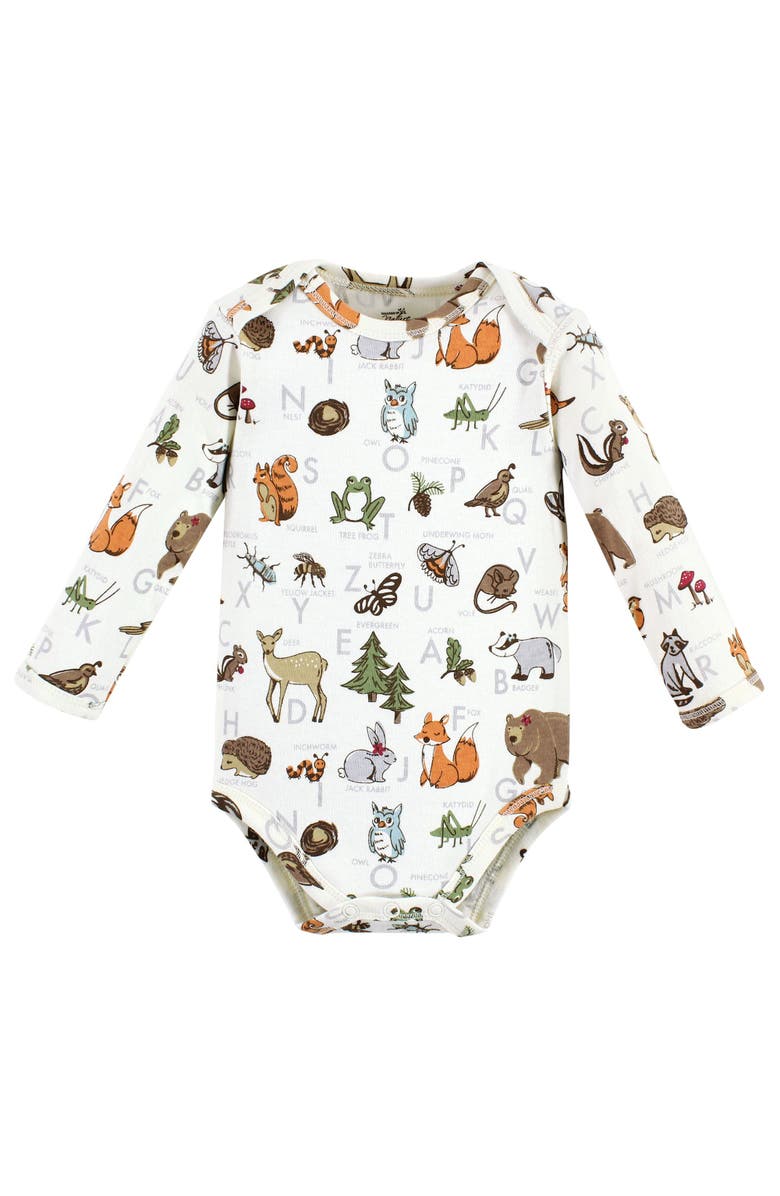 Touched by Nature Organic Long-Sleeve Bodysuit 3Pk, Alternate, color, Girl Woodland Alphabet