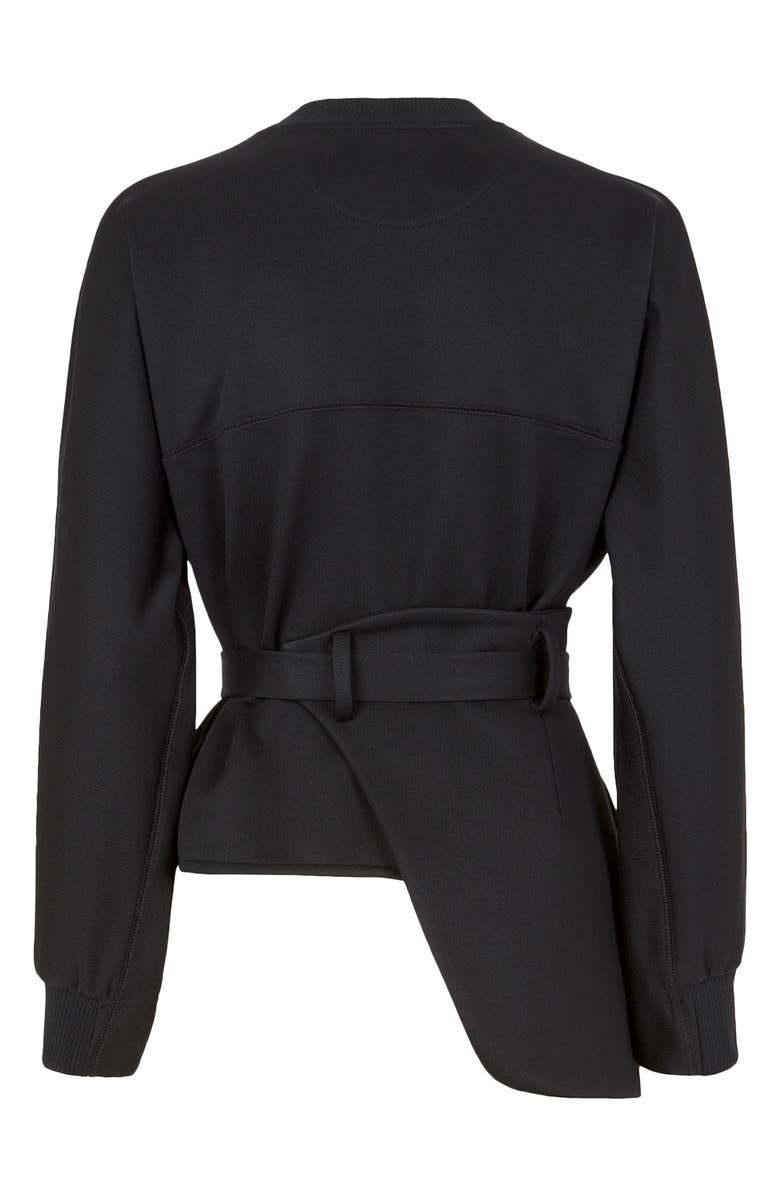 Fendi O'Lock Removable Peplum Belted Jersey Sweatshirt, Alternate, color, 
