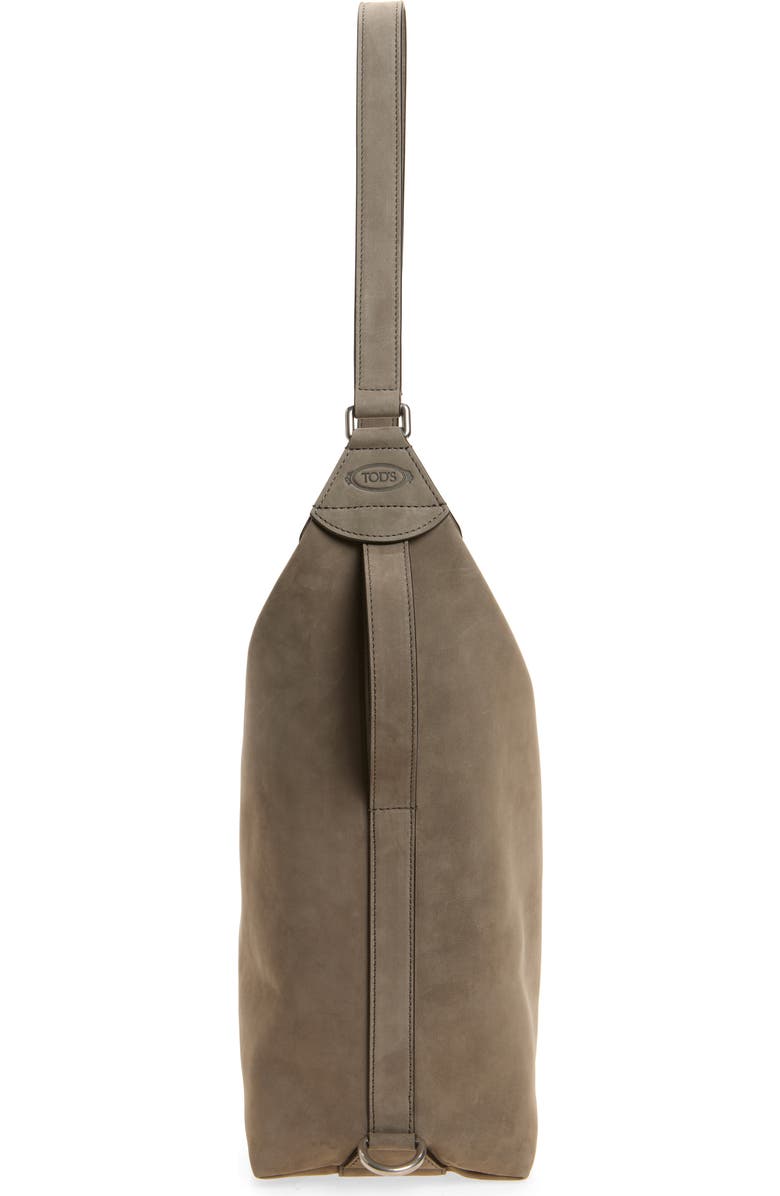Tod's Meda Nubuck Leather Shoulder Bag, Alternate, color, Tortora Scuro