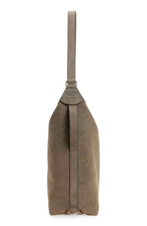 Tod's Meda Nubuck Leather Shoulder Bag In Gray