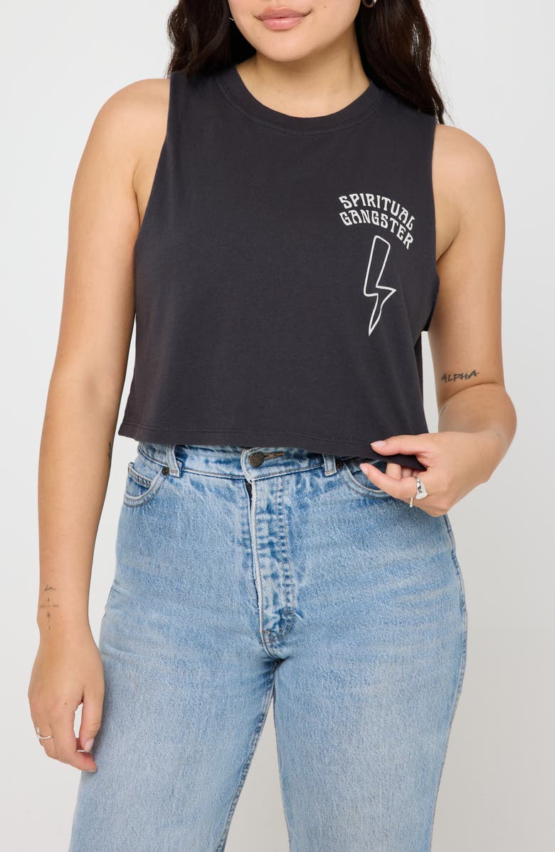 Spiritual Gangster Bolt Callie Crop Graphic Tank, Main, color,