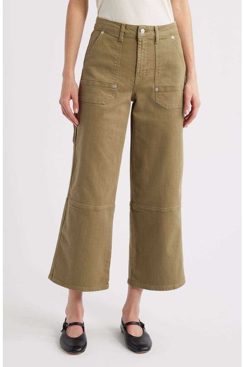 Silverado High Waist Ankle Wide Leg Carpenter Pants, Main, color, DARK OLIVE