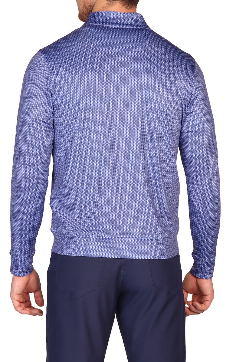 TailorByrd Diamond Print Long Sleeve Performance Quarter Zip Polo, Alternate, color, Blue
