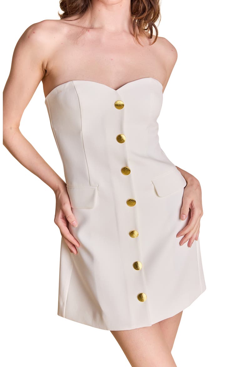 Strapless Minidress, Alternate, color, IVORY