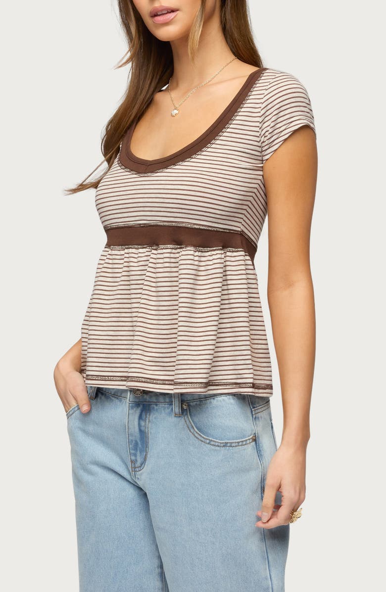 EDIKTED Sady Contrast Stripe Babydoll Top, Alternate, color,