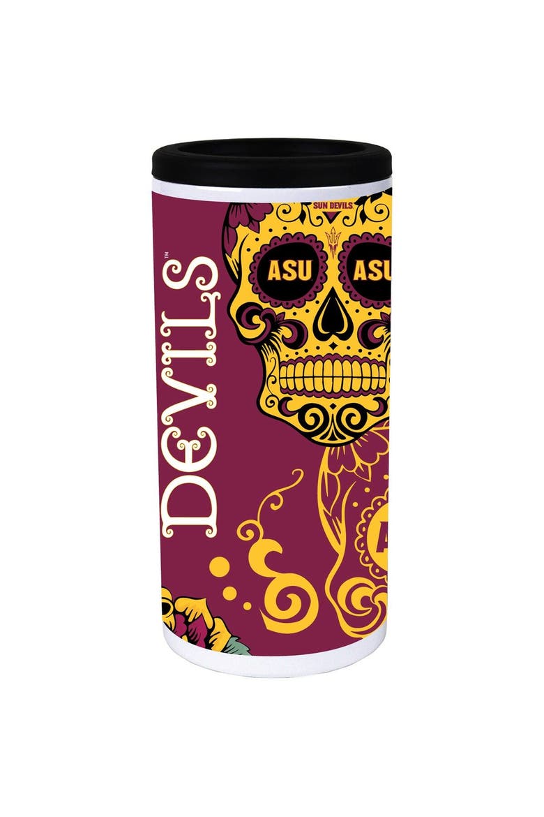 Arizona State Sun Devils Dia Stainless Steel 12oz. Slim Can Cooler, Main, color, White
