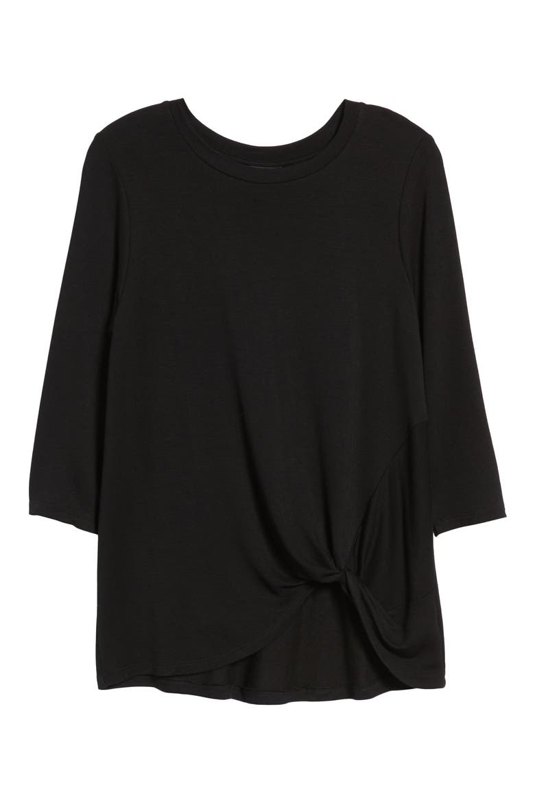 Lightweight Twist Hem Top, Alternate, color, BLACK