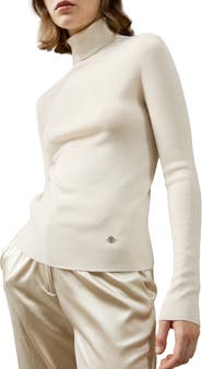 Lilysilk Seamless Silk-Cashmere Blend Turtleneck Sweater