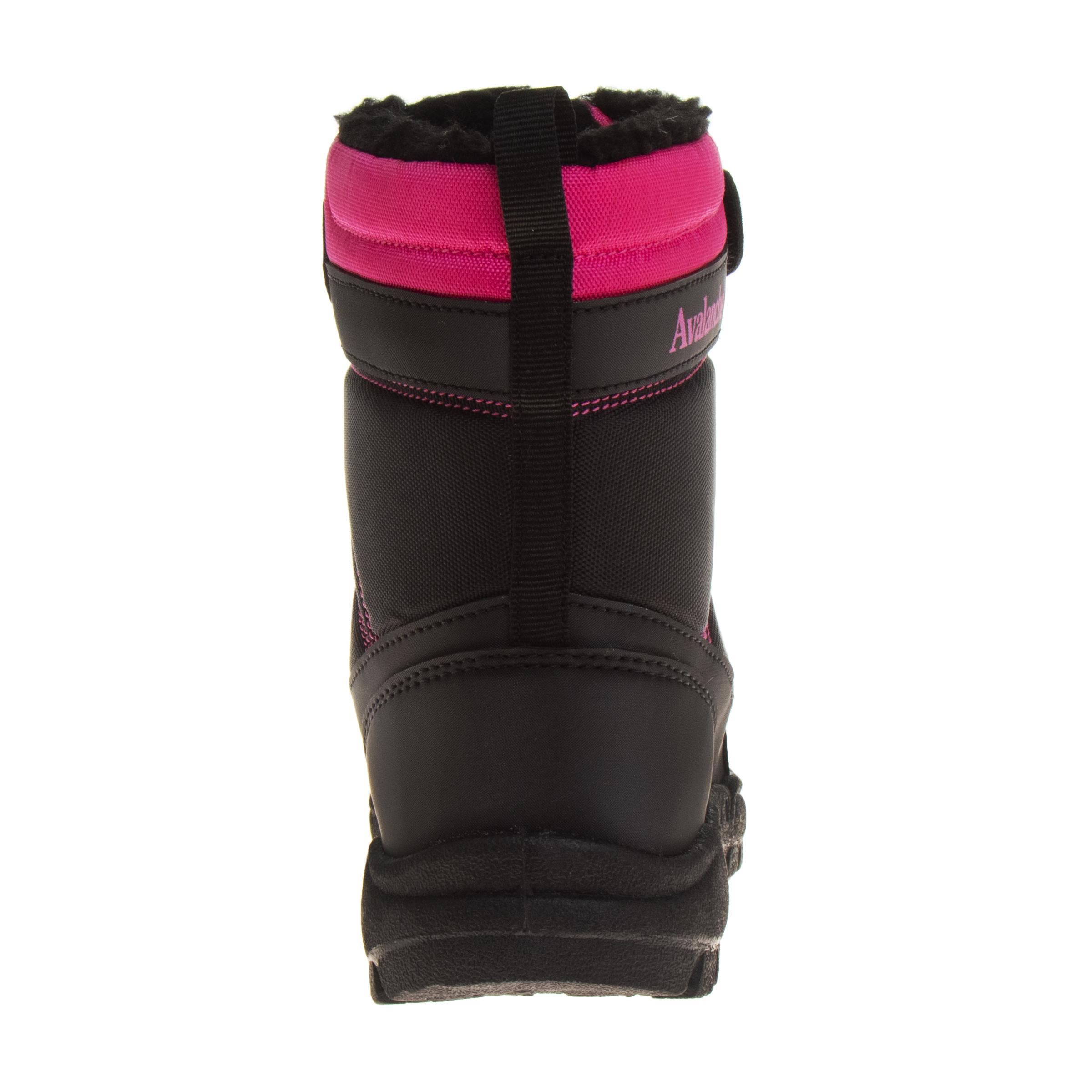 Snow Boots for Boys, Waterproof Insulated Winter Thermal Durable Cold Weather Ready Boots, Alternate, color, Black Pink