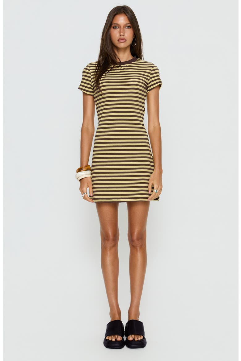 Settle Down Stripe Stretch Cotton T-Shirt Dress, Alternate, color, YELLOW STRIPE