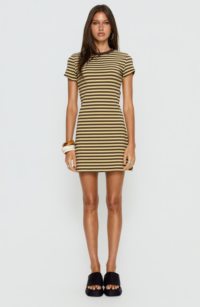 Princess Polly Settle Down Stripe Stretch Cotton T-Shirt Dress, Alternate, color, 