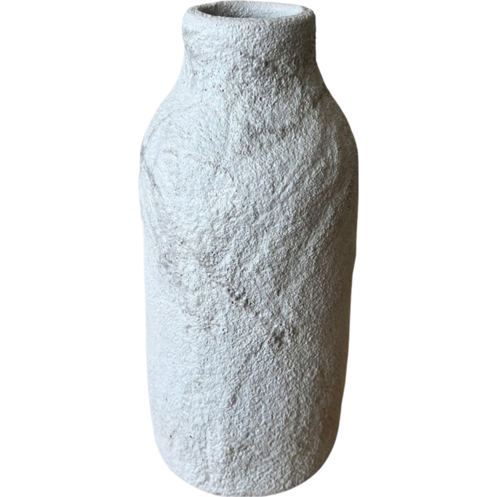 Gina Desantis Ceramics Tall Bottle Crater Vase In Gray