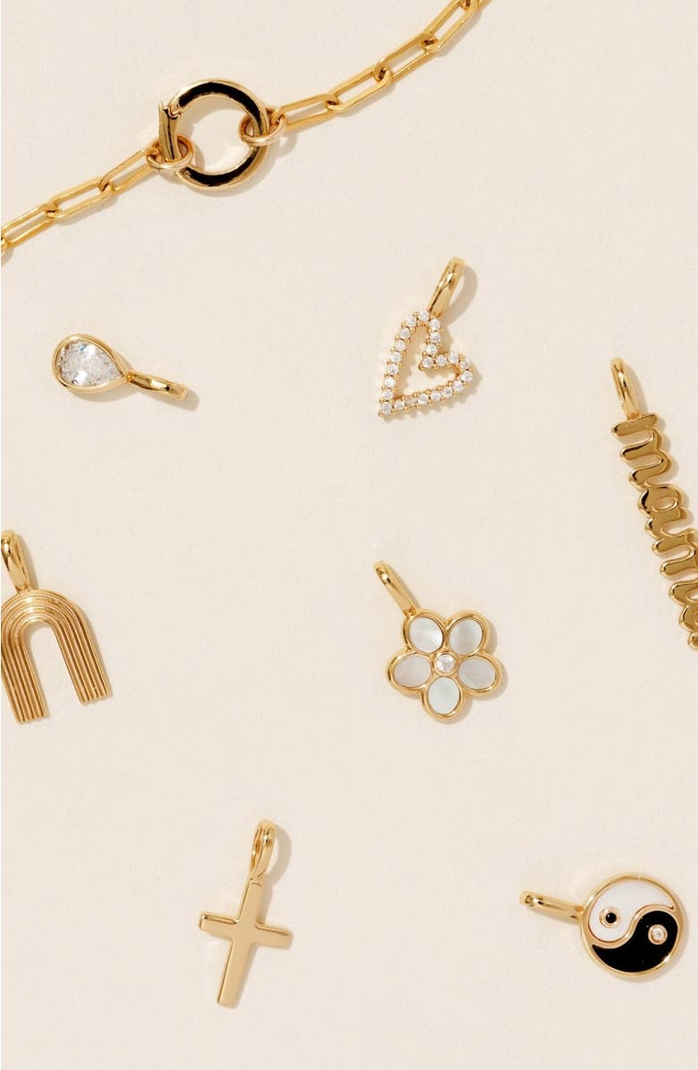 MADE BY MARY Pear CZ Charm, Alternate, color, Gold Vermeil