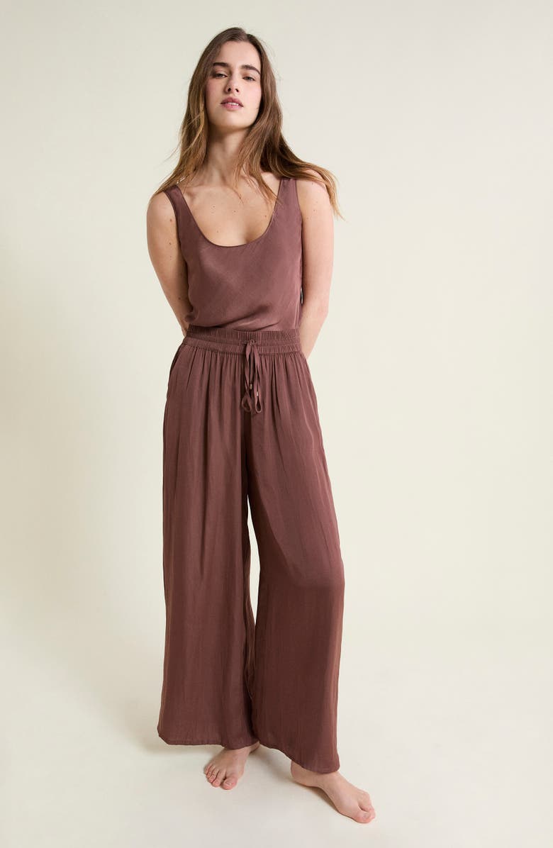 Etam Cheeta Wide Leg Pajama Pants, Alternate, color, Chocolate