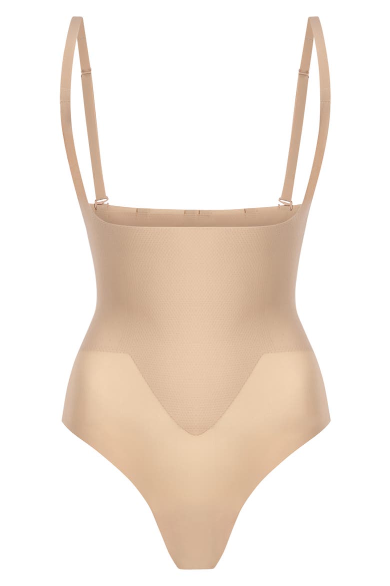 Zone Smoothing Open Bust Bodysuit, Main, color, BEIGE