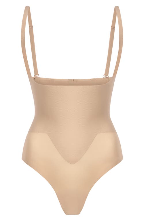 Commando Zone Smoothing Open Bust Bodysuit In Beige