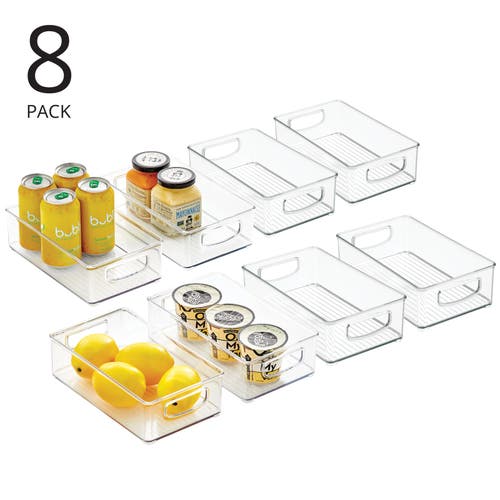 Mdesign Small Plastic Kitchen Storage Container Bin With Handles In Transparent