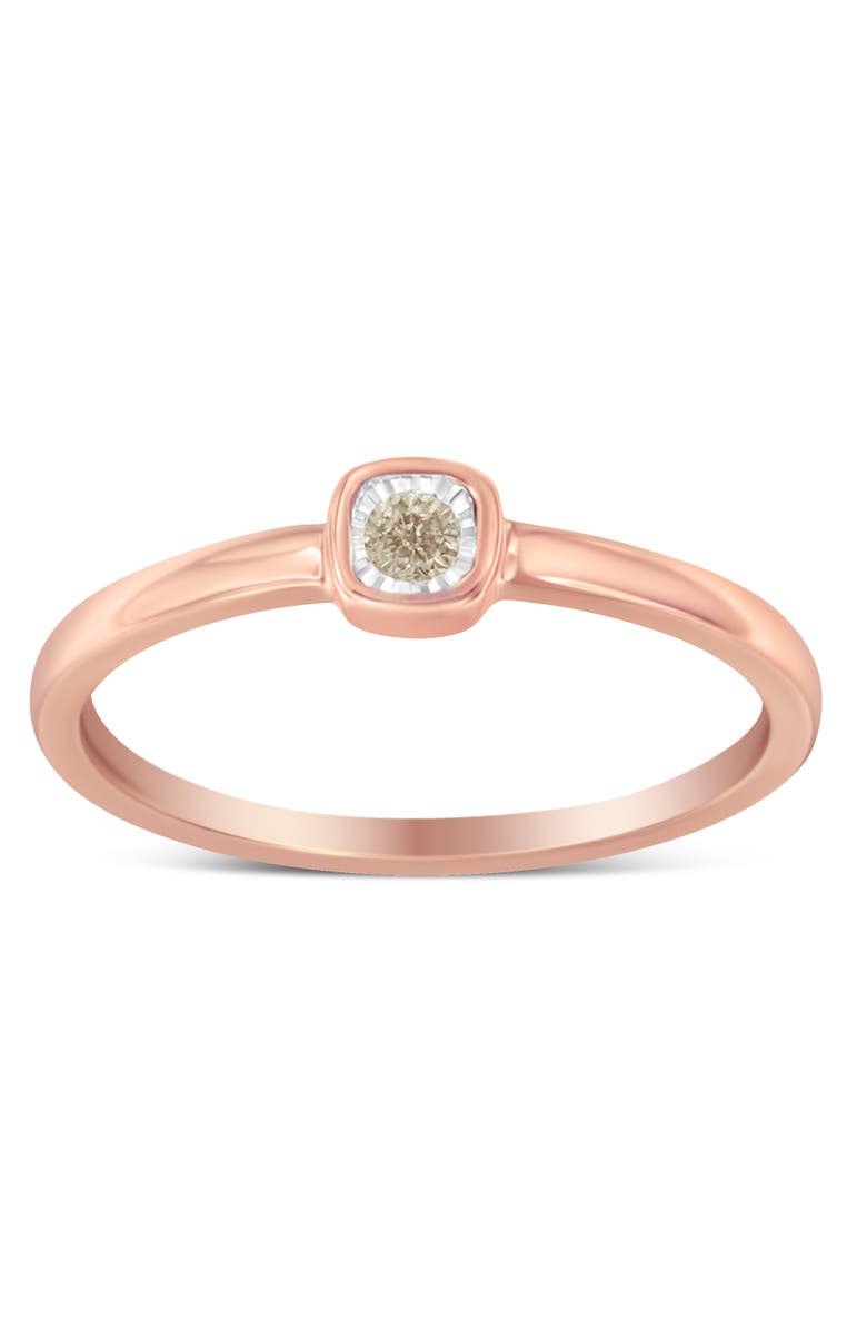 Haus of Brilliance 14K Rose Gold Plated Sterling Silver 1/20 cttw Square Cushion Diamond Miracle-Set Promise Ring, Alternate, color, Rose Gold Over Silver