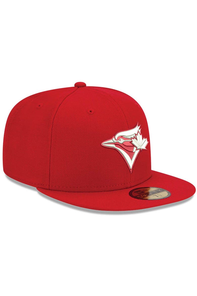 Men's New Era Red Toronto Blue Jays White Logo 59FIFTY Fitted Hat, Alternate, color, Red