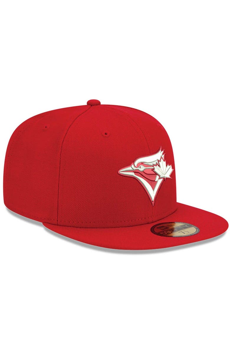 New Era Men's New Era Red Toronto Blue Jays White Logo 59FIFTY Fitted Hat, Alternate, color, 