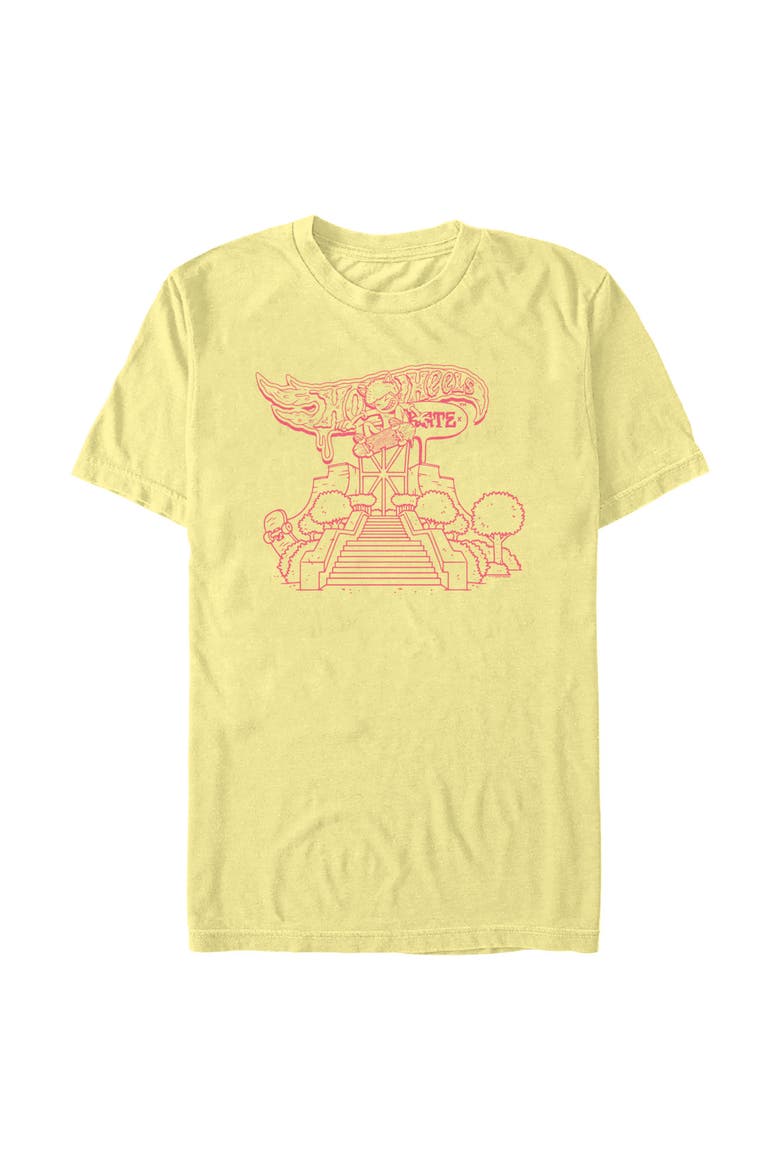 Mens Hot Wheels Skate Jumping Outline T Shirt, Main, color, Banana