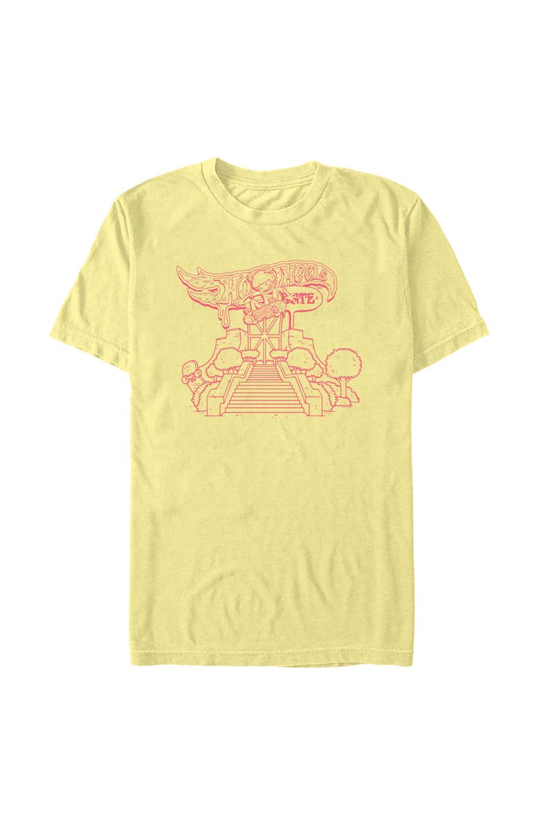 Hot Wheels Men's Hot Wheels Skate Jumping Outline  Graphic T-Shirt, Main, color, Banana