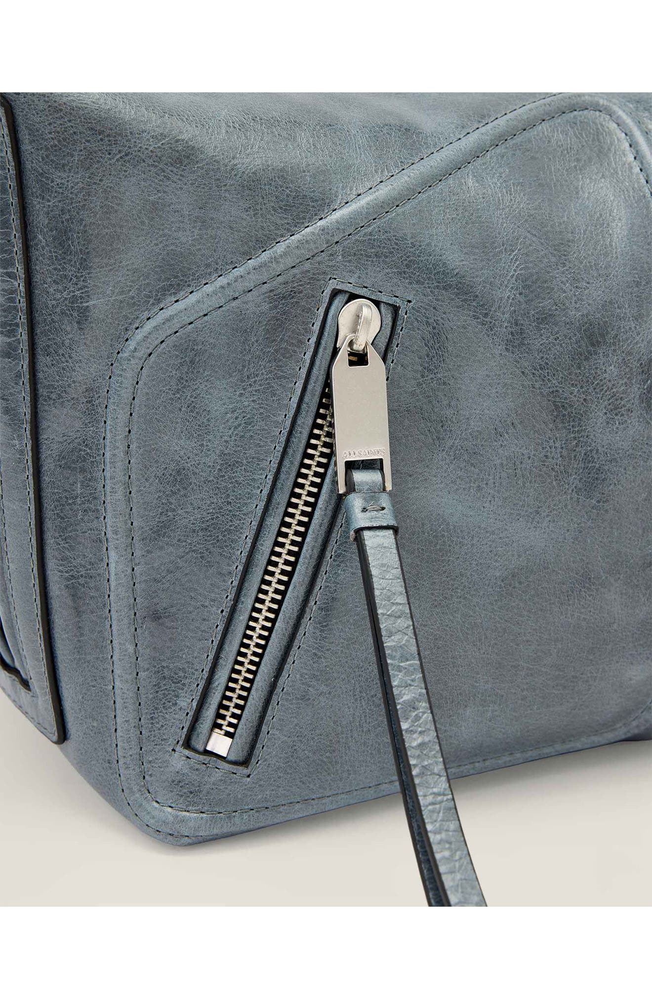 AllSaints Jean Ray Leather Shoulder Bag, Alternate, color, Cement Blue