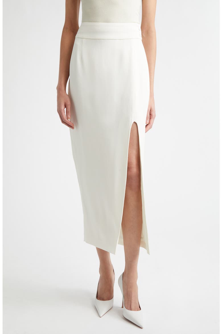 Front Slit Midi Skirt, Main, color, IVORY
