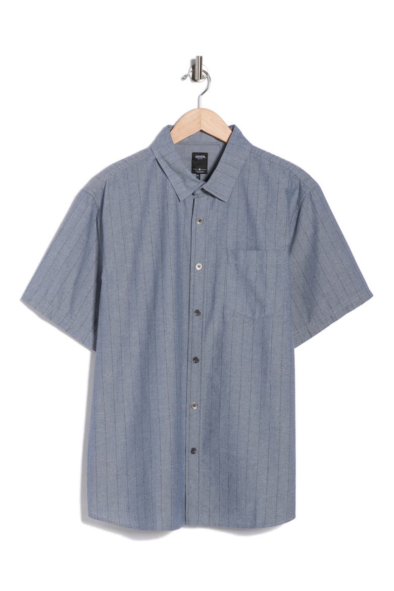Augustine Short Sleeve Chambray Button-Up Shirt, Alternate, color, NOCTURNE