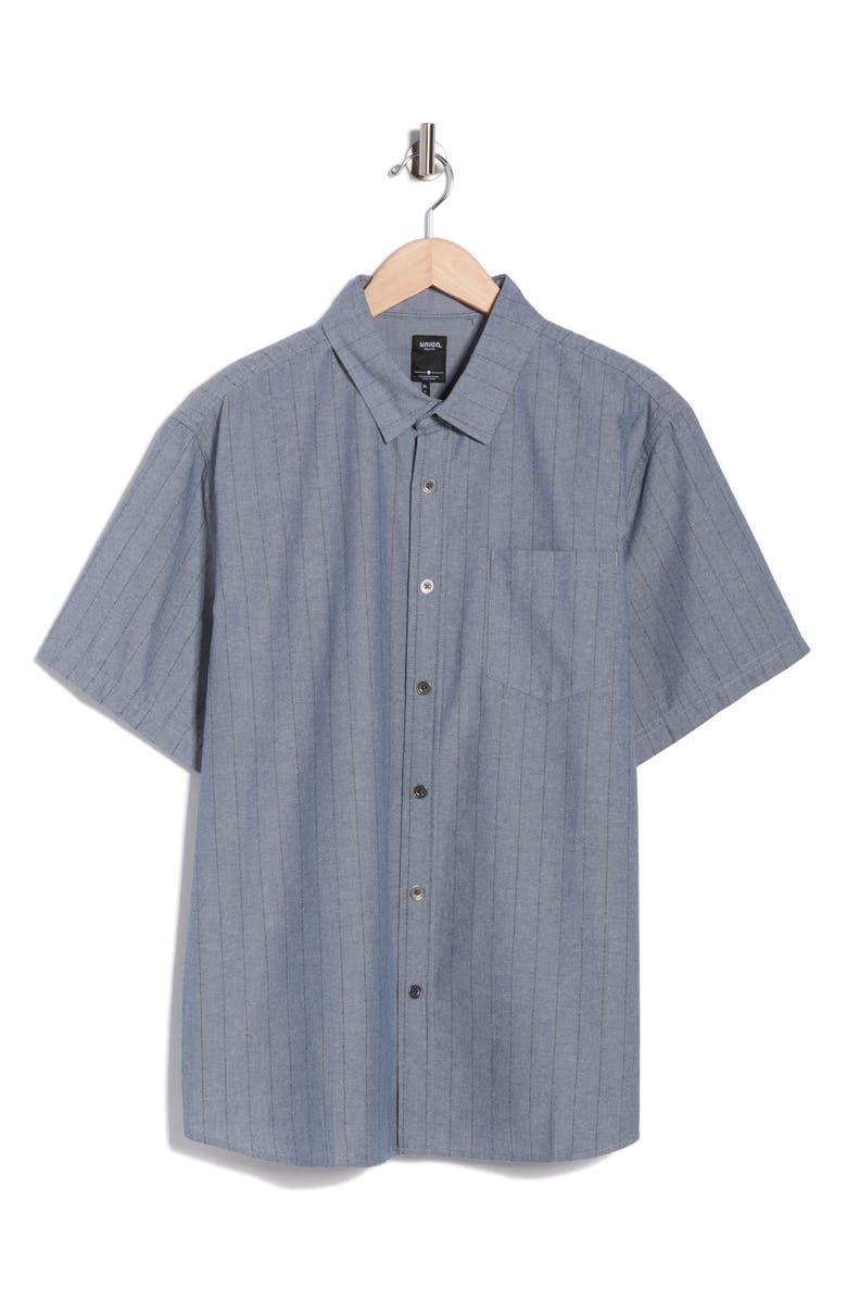 Union Augustine Short Sleeve Chambray Button-Up Shirt, Main, color, Nocturne