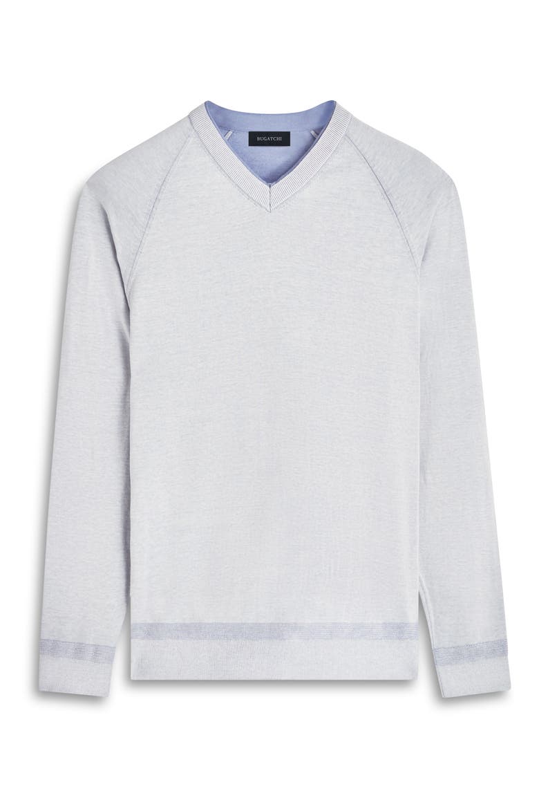 Cotton & Silk V-Neck Sweater, Alternate, color, LILAC