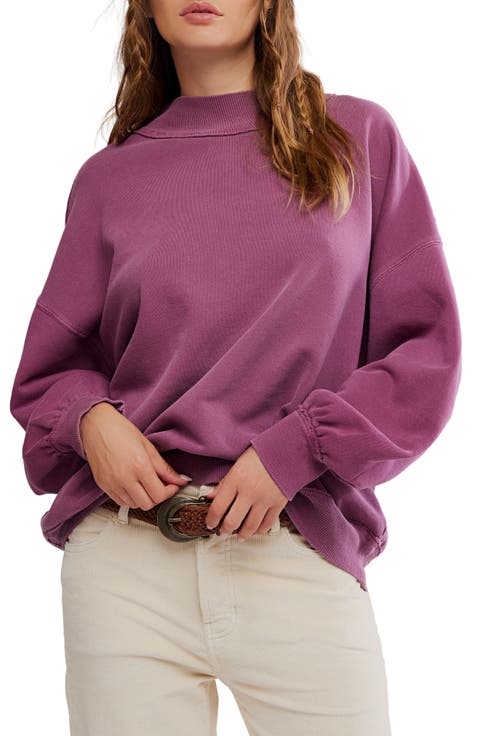 Palm Springs Mock Neck Cotton Fleece Sweatshirt