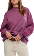 Free People Palm Springs Mock Neck Cotton Fleece Sweatshirt