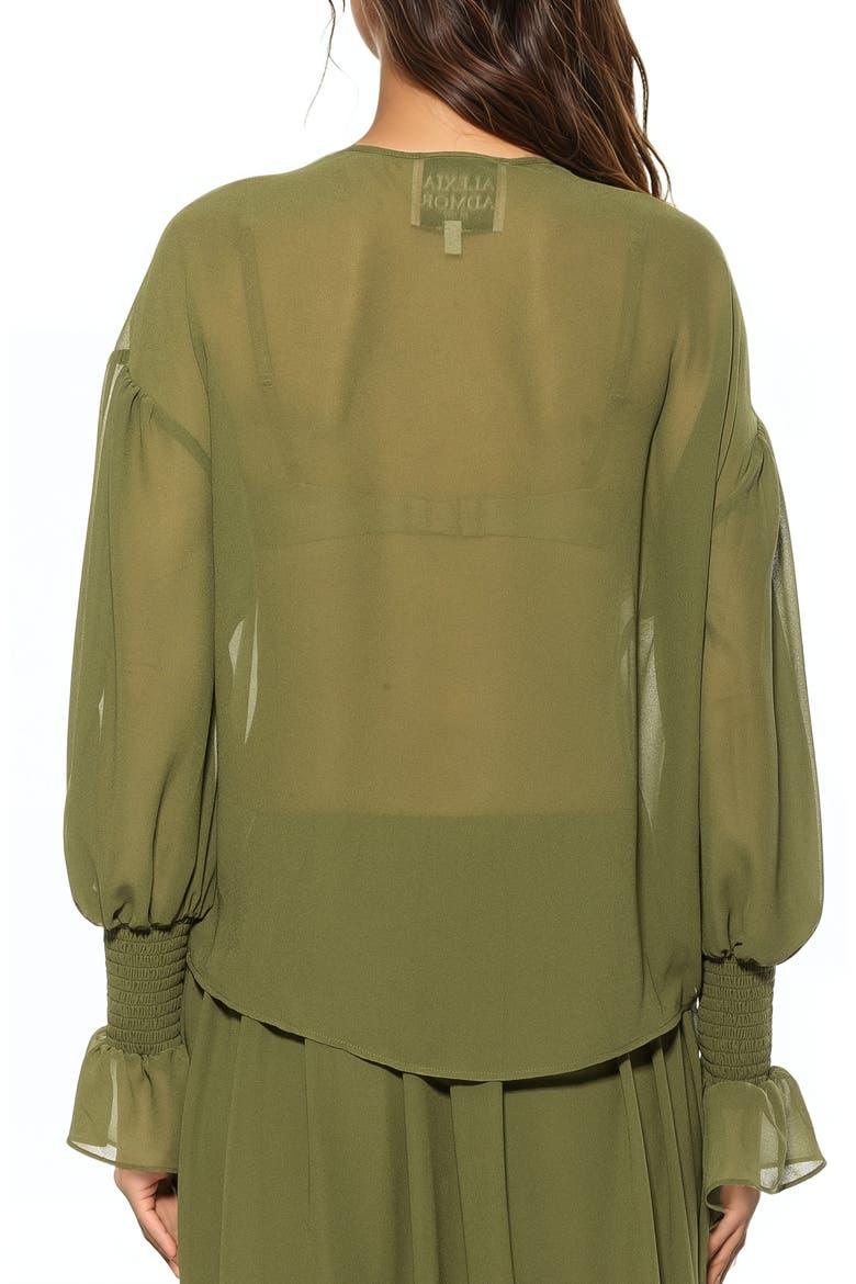 SERELISE RUFFLE DRAPED BLOUSE, Alternate, color, SAGE