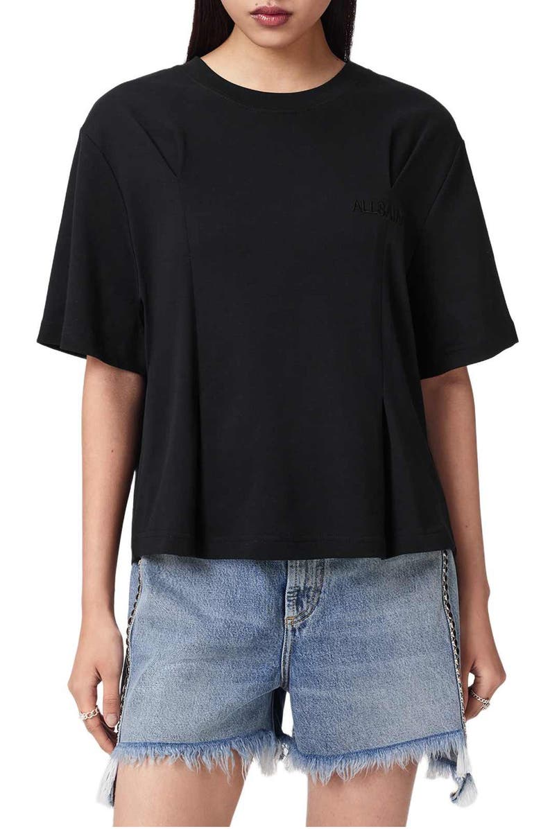 AllSaints Sofia Lisa Boxy Cotton Graphic T-Shirt, Main, color, Black