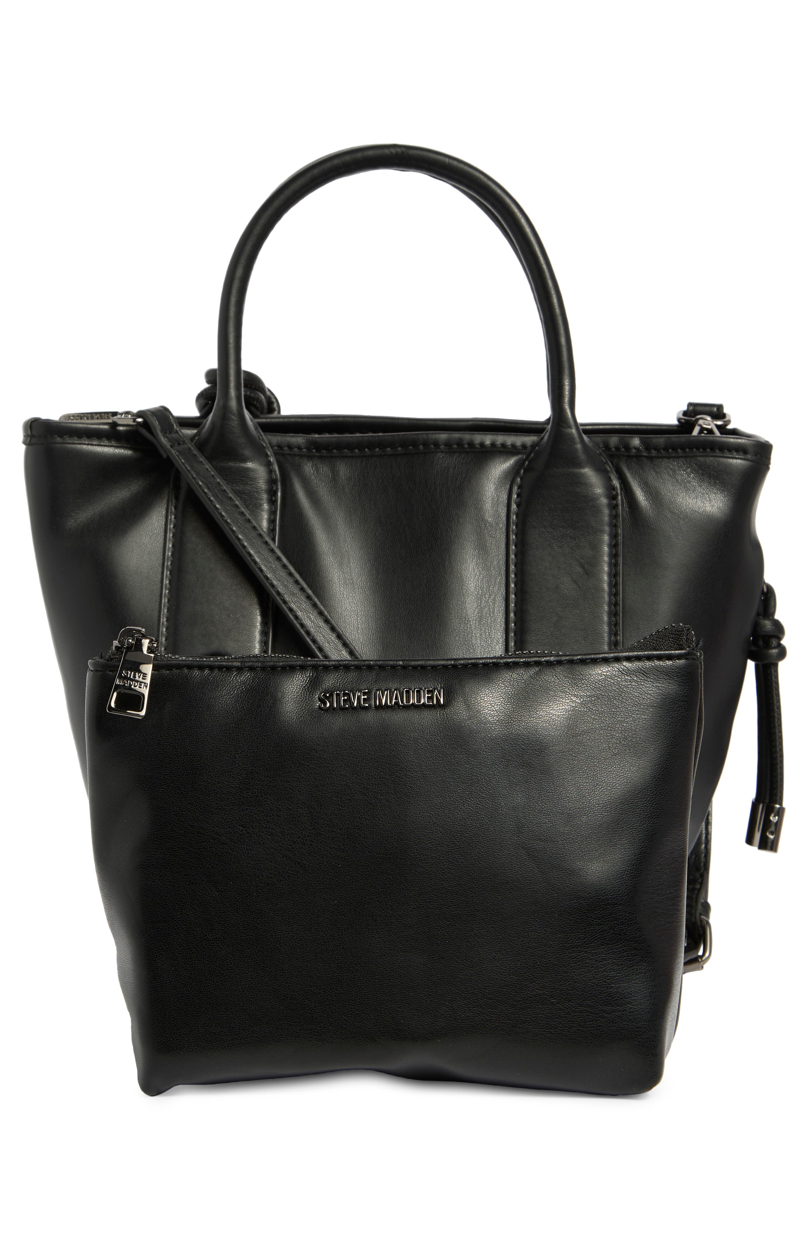 Steve Madden Bgene Woven Satchel Bag, Alternate, color, Black