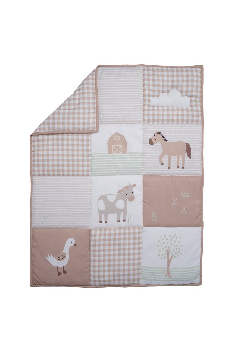 Farmyard Friends 3-Piece Infant Baby Nursery Crib Bedding Set, Alternate, color, Cream