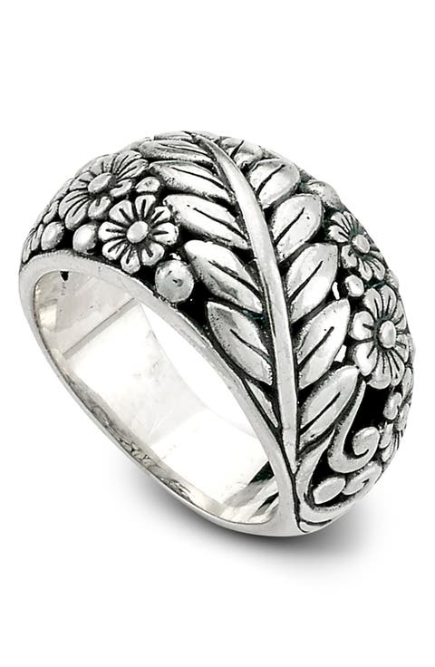 Sterling Silver Leaf Floral Pattern Ring