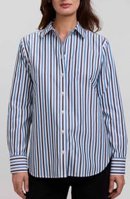 Foxcroft Meghan Stripe Cotton Button-Up Shirt