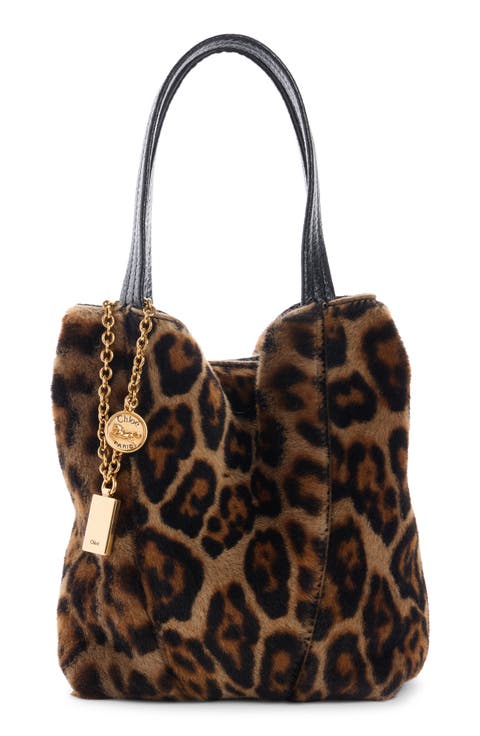 Small Spin Leopard Print Faux Fur Bag