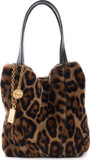 Small Spin Leopard Print Faux Fur Bag