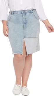 NYDJ Frayed Denim Pencil Skirt