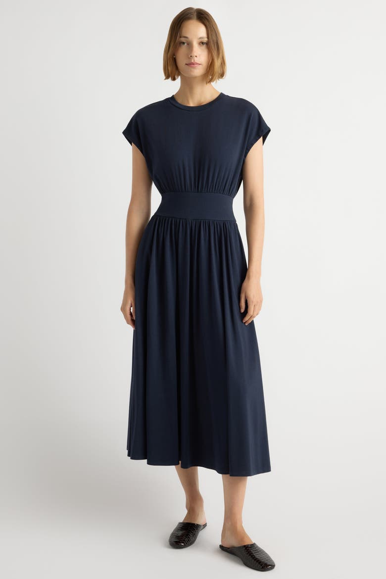 Prima Jersey Midi Dress, Alternate, color, Navy