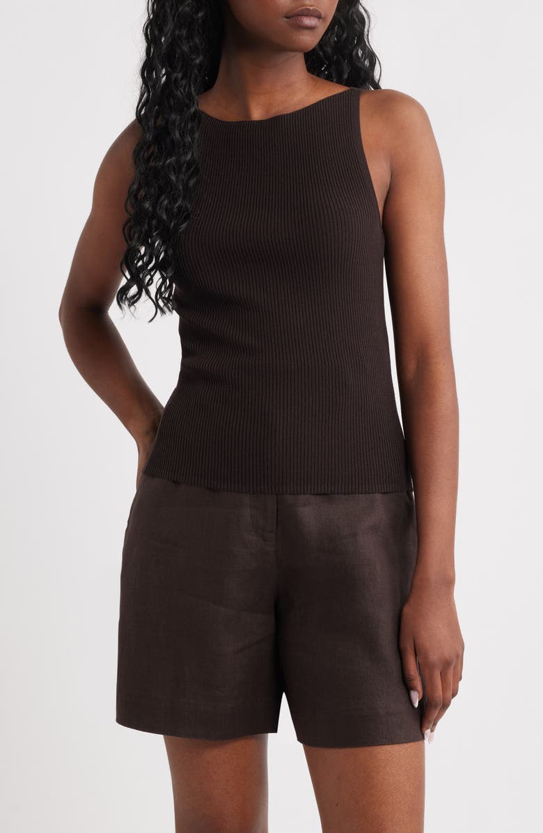& Other Stories Rib Sweater Tank, Main, color, Brown Dark