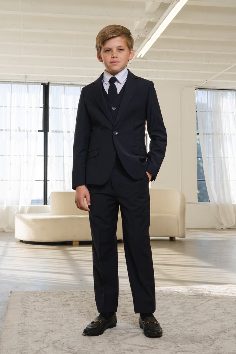 Kids' Luxor 5-Piece Slim Fit Suit, Alternate, color, Midnight Navy