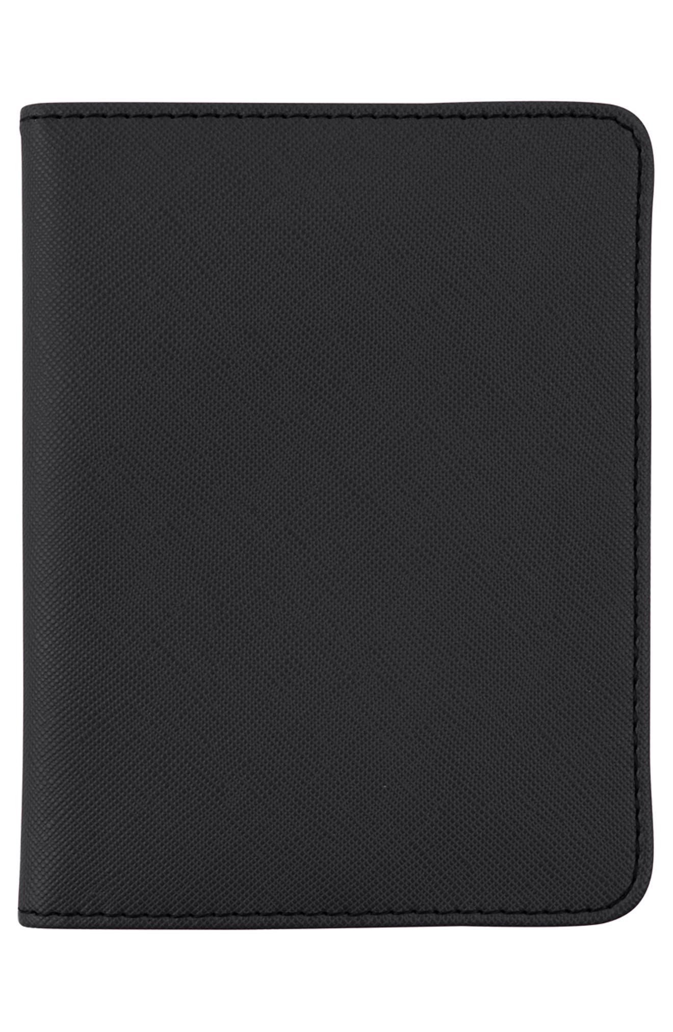 Stoney Clover Lane Textured Faux Leather Passport Case, Alternate, color, Noir