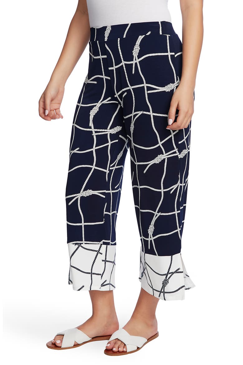 Colorblock Nautical Ropes Crop Wide Leg Trousers, Alternate, color, EVENING NAVY