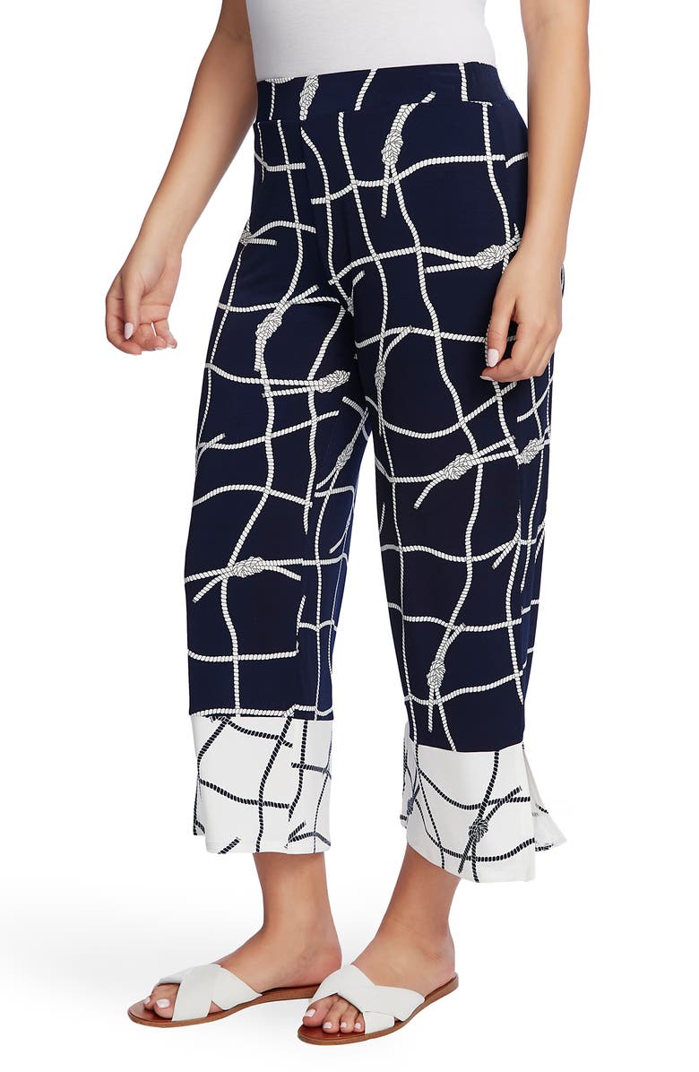 Chaus Colorblock Nautical Ropes Crop Wide Leg Trousers, Alternate, color, 