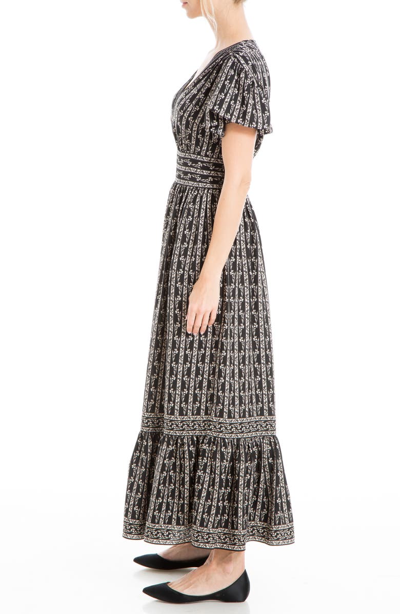 MAX STUDIO Flutter Sleeve Floral Tiered Maxi Dress, Alternate, color,