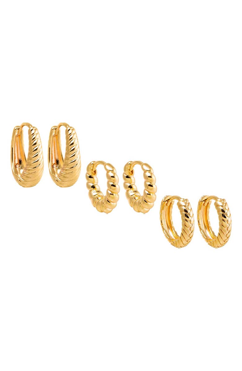 BY ADINA EDEN All The Solids Huggie Earring Combo Set, Main, color, Gold